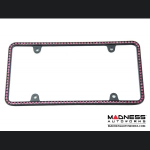 License Plate Frame - Black Frame w/ Pink Crystals